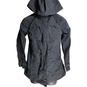 Eddie Bauer Jacket Womens XS Black 100% Nylon Hood Full Zip Long Sleeve Outdoor